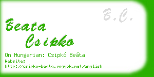 beata csipko business card