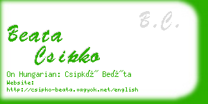 beata csipko business card